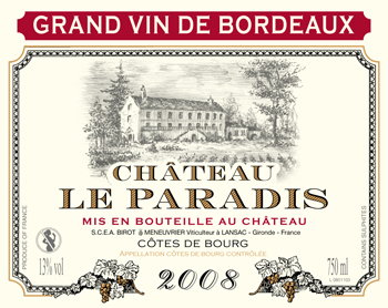 Vino Bordeaux Le Ch�teau Paradis Adonis 2008